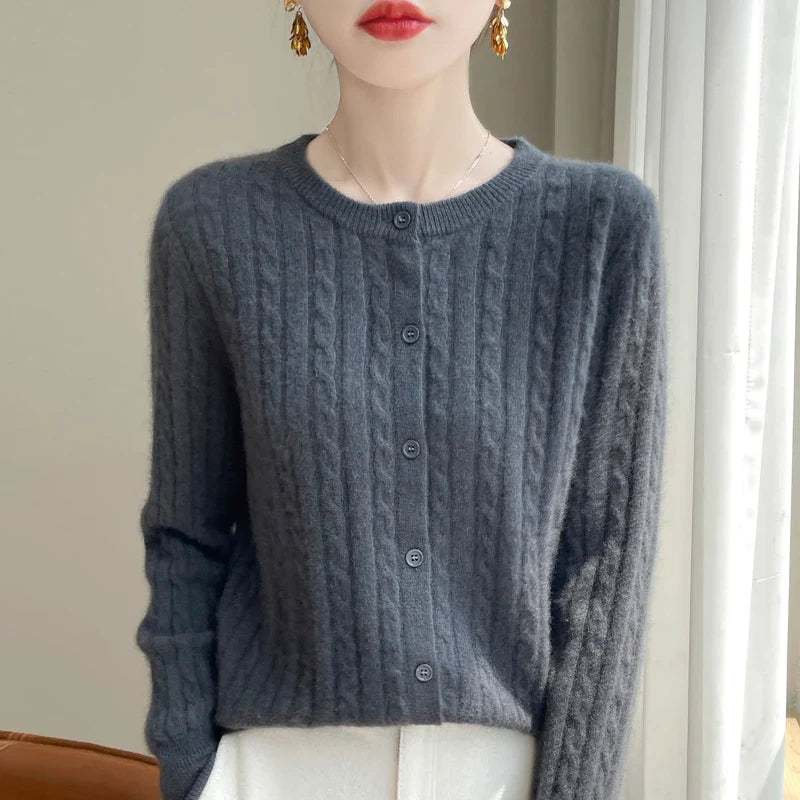 Women’s Button-Front Cable-Knit Sweater