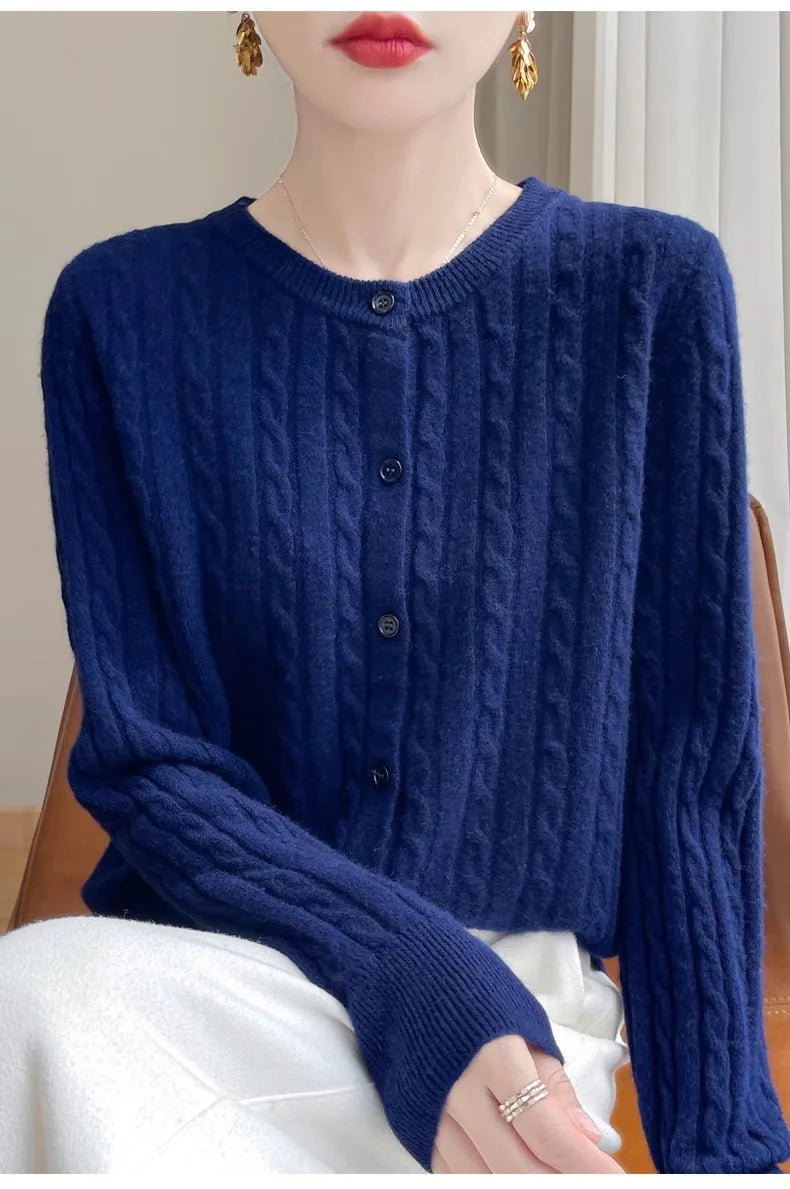 Women’s Button-Front Cable-Knit Sweater