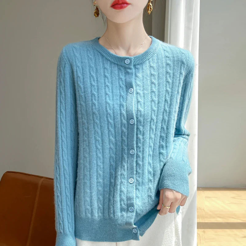 Women’s Button-Front Cable-Knit Sweater