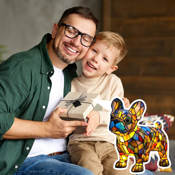 Handmade Stained Glass Dog Lamp | Light for Dog Lovers