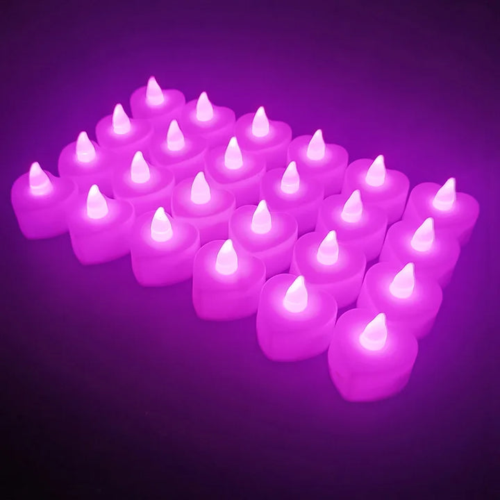24-Pack Red Shell LED Tea Light Candles | Flameless, Battery-Powered