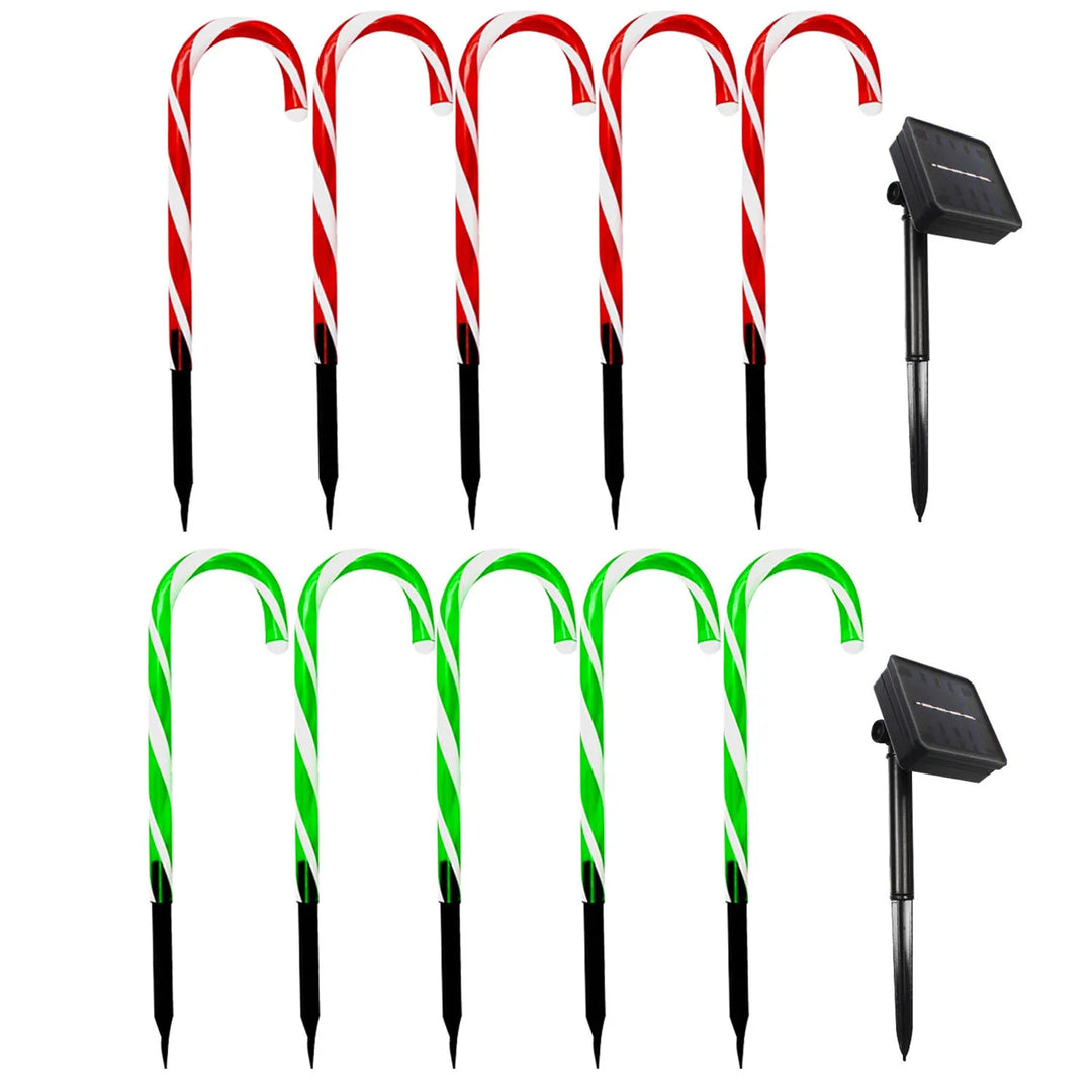 Solar Candy Cane Pathway Lights -  8‑Pack | Christmas Path Lights