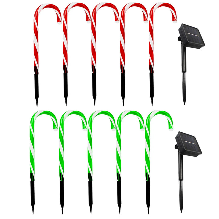 Solar Candy Cane Pathway Lights -  8‑Pack | Christmas Path Lights
