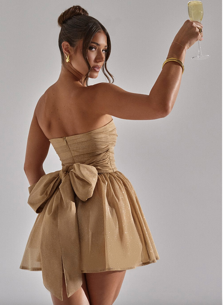 Women’s Black Strapless Glitter Party Dress