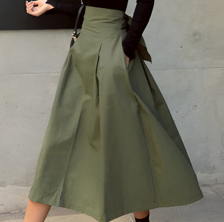 Elvenna | Women's High-Waisted A-Line Wrap Maxi Skirt