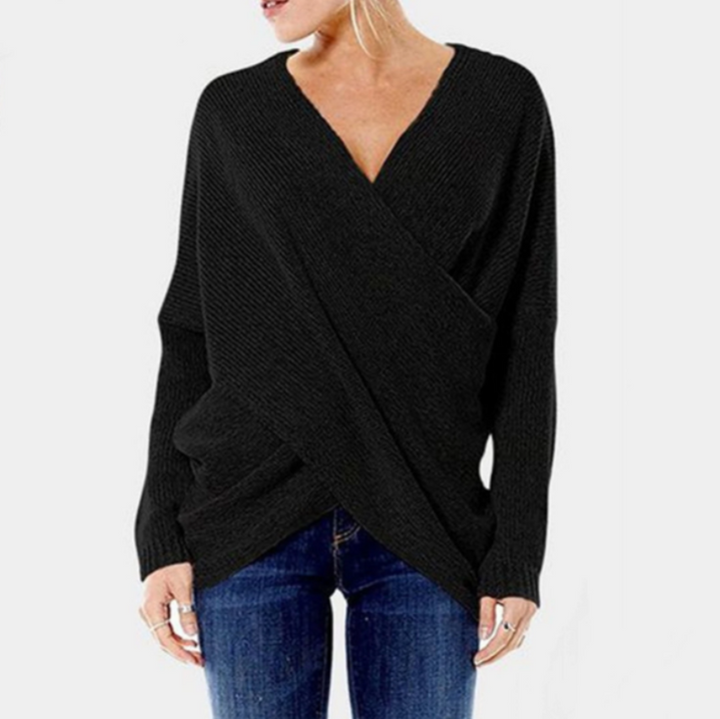 Women's Cashmere Sweater with Criss-Cross Detail