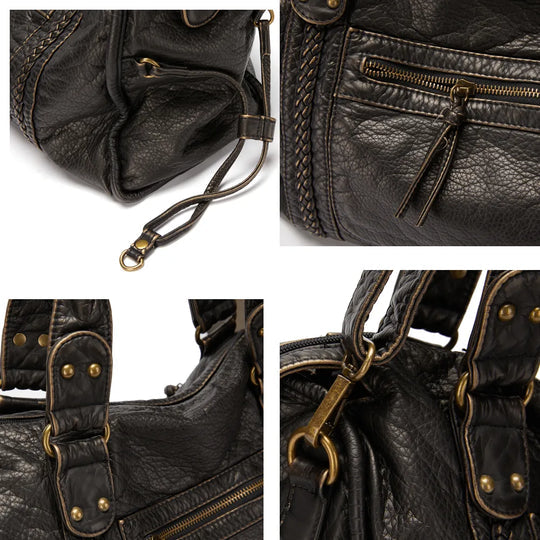 Briseis | Women’s Leather Handbag With Top Handles & Zipper Closure