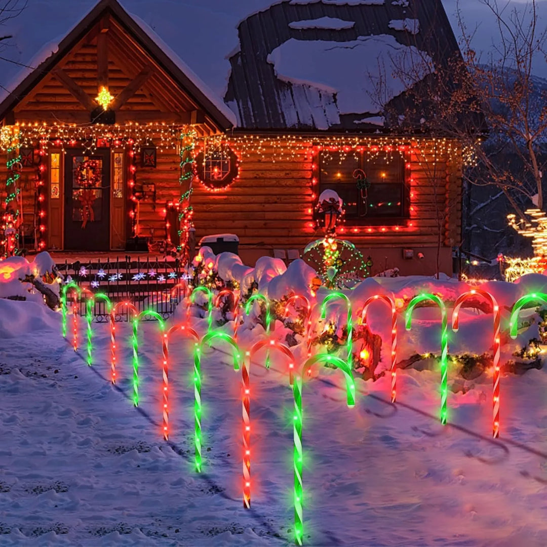 Solar Candy Cane Pathway Lights -  8‑Pack | Christmas Path Lights