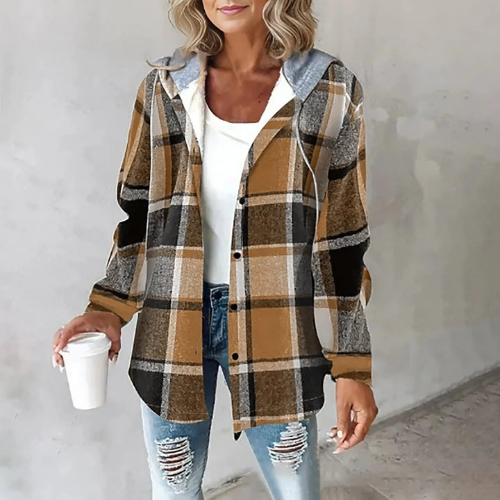 Women's Hooded Plaid Shacket | Relaxed Fit