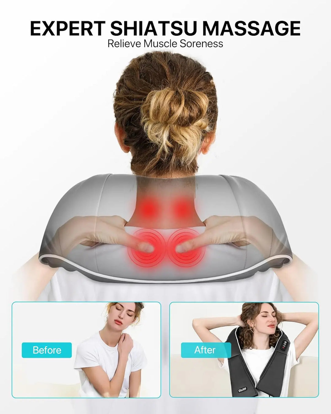Gia | Shiatsu Massage Pillow with Infrared Heat