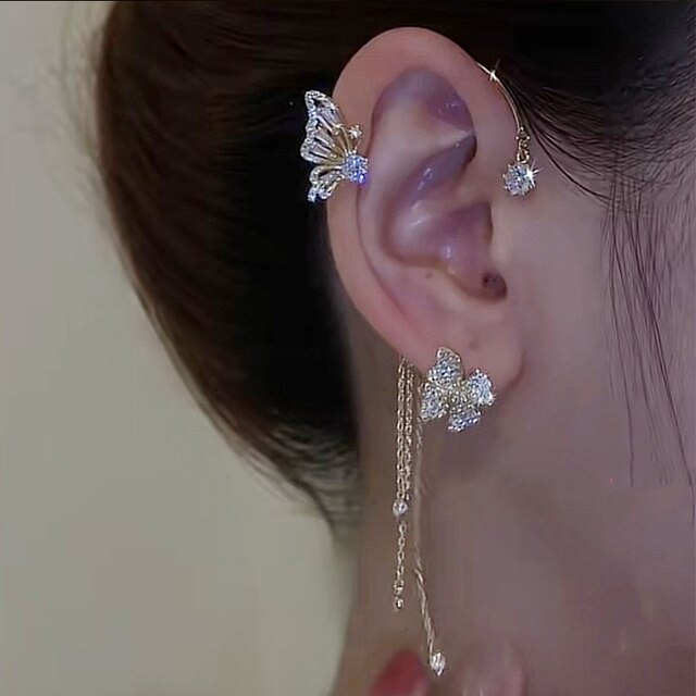 Sparkling Butterfly Ear Clips
