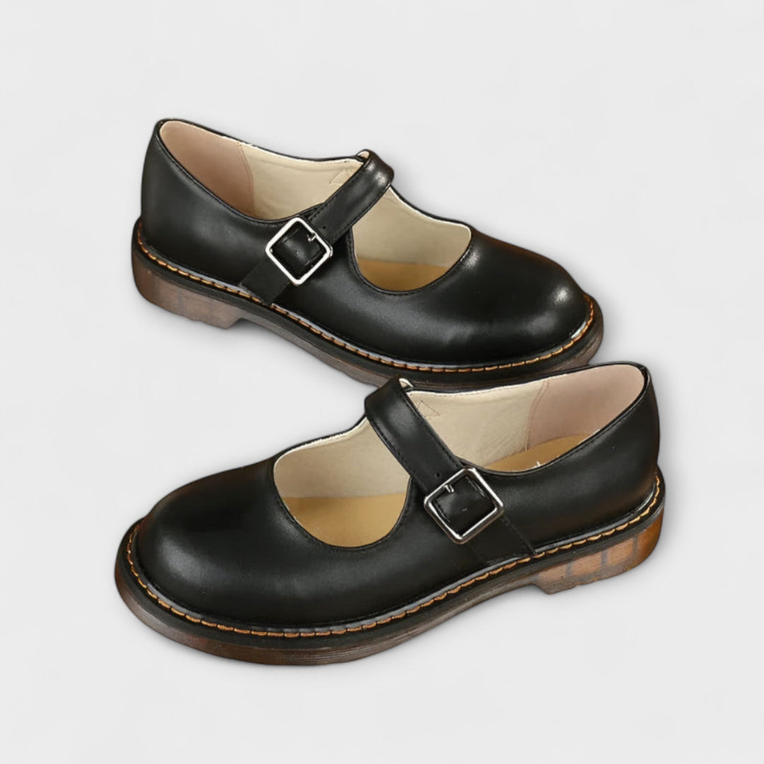 Vintage Faux Leather Strapped Shoes | Women’s Comfort Sole Flats