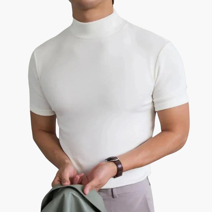 Men’s Breathable Slim-Fit High-Neck Short-Sleeve T-Shirt