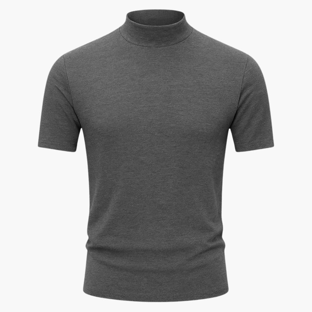 Men’s Breathable Slim-Fit High-Neck Short-Sleeve T-Shirt