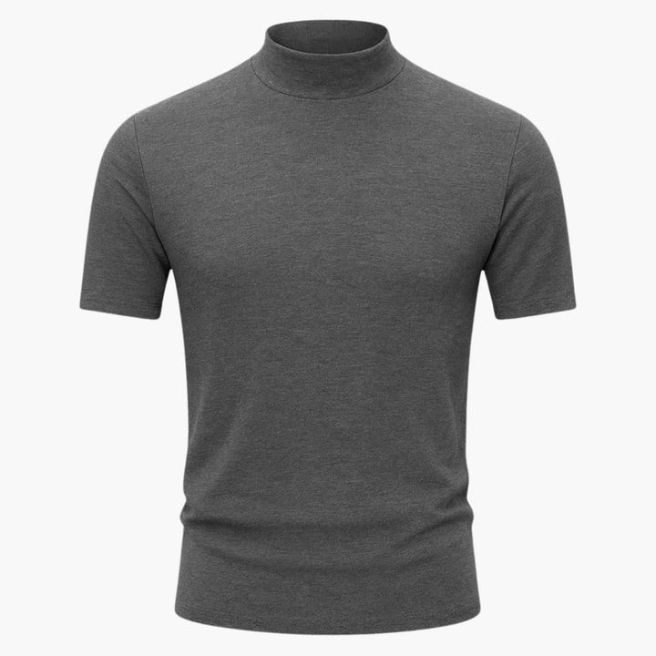 Men’s Breathable Slim-Fit High-Neck Short-Sleeve T-Shirt