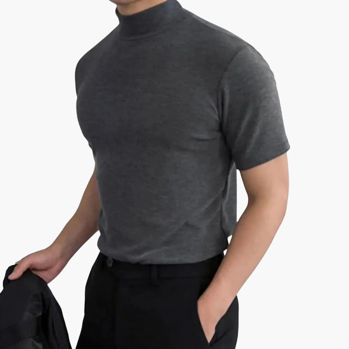 Men’s Breathable Slim-Fit High-Neck Short-Sleeve T-Shirt
