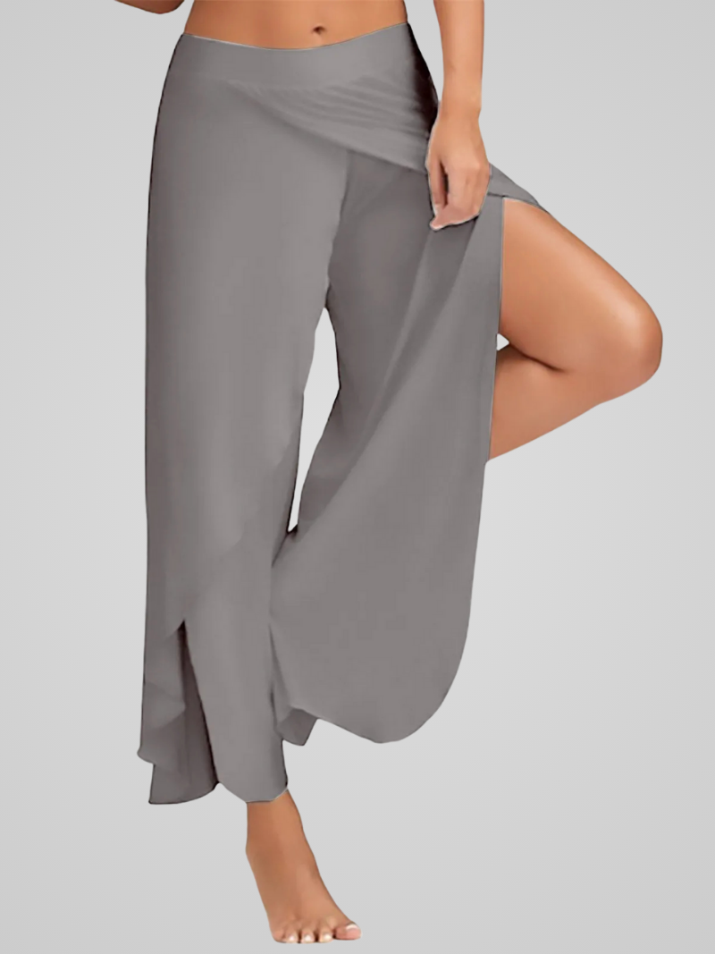 Juna | Women’s Elegant Wide-Leg Yoga Pants with Side Slits