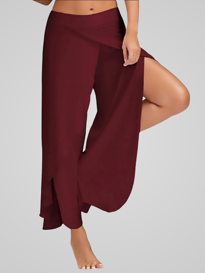 Juna | Women’s Elegant Wide-Leg Yoga Pants with Side Slits