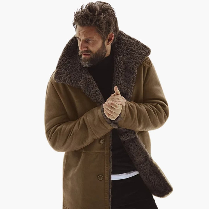 Men’s Winter Coat | Large Collar Button-Up Jacket