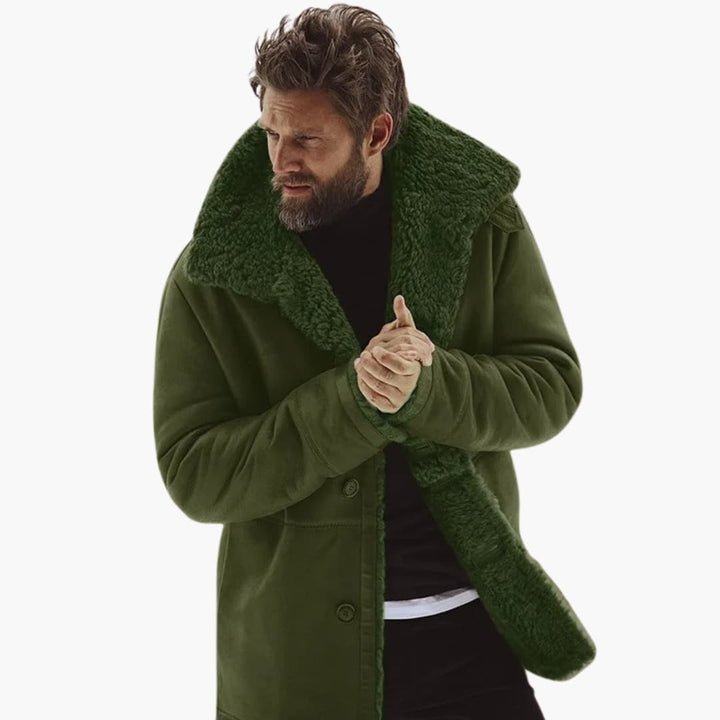 Men’s Winter Coat | Large Collar Button-Up Jacket