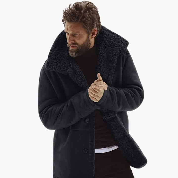 Men’s Winter Coat | Large Collar Button-Up Jacket