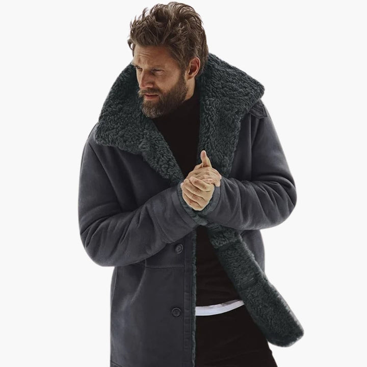 Men’s Winter Coat | Large Collar Button-Up Jacket