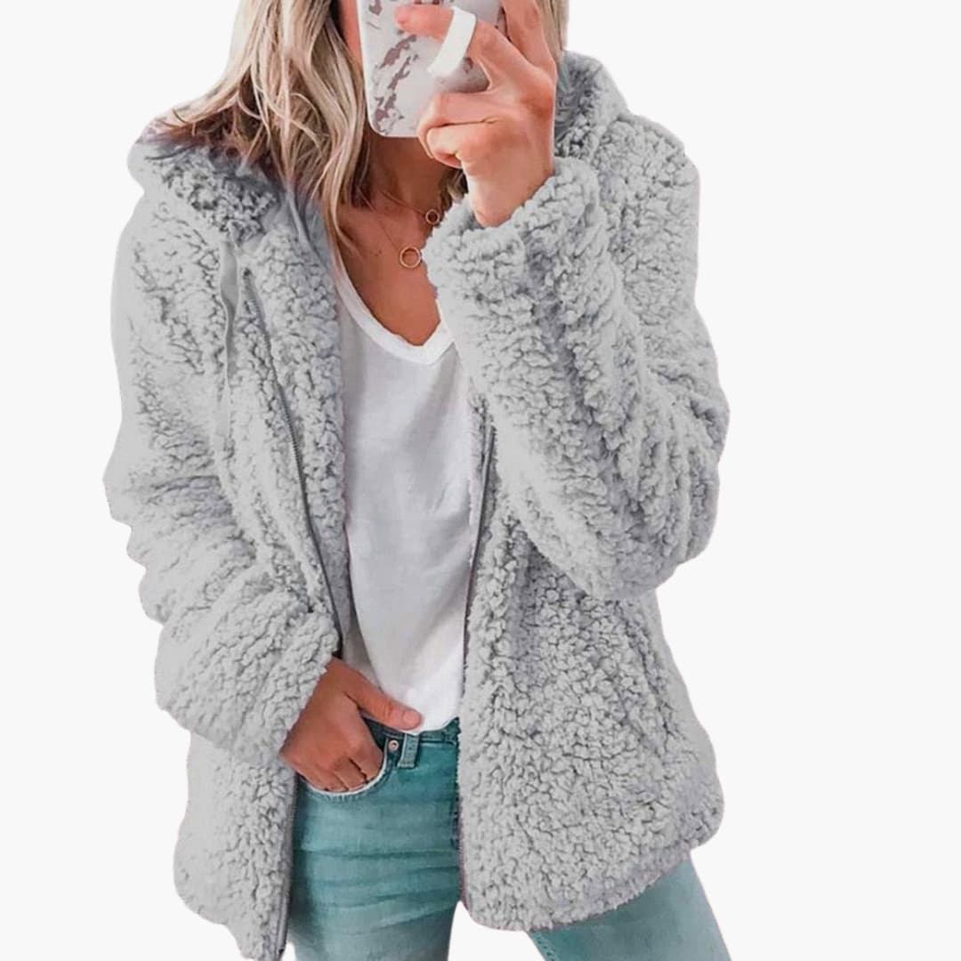 Women’s Hooded Teddy Jacket | Soft Fleece Hooded Coat