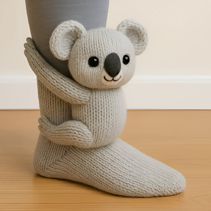 Warm Cozy Indoor Socks with 3D Detail | Plush Animal-Design