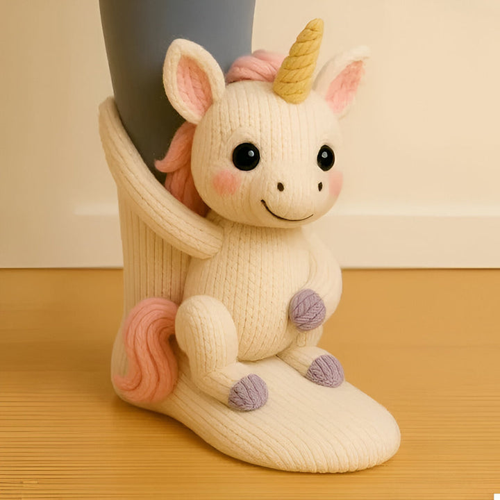 Warm Cozy Indoor Socks with 3D Detail | Plush Animal-Design