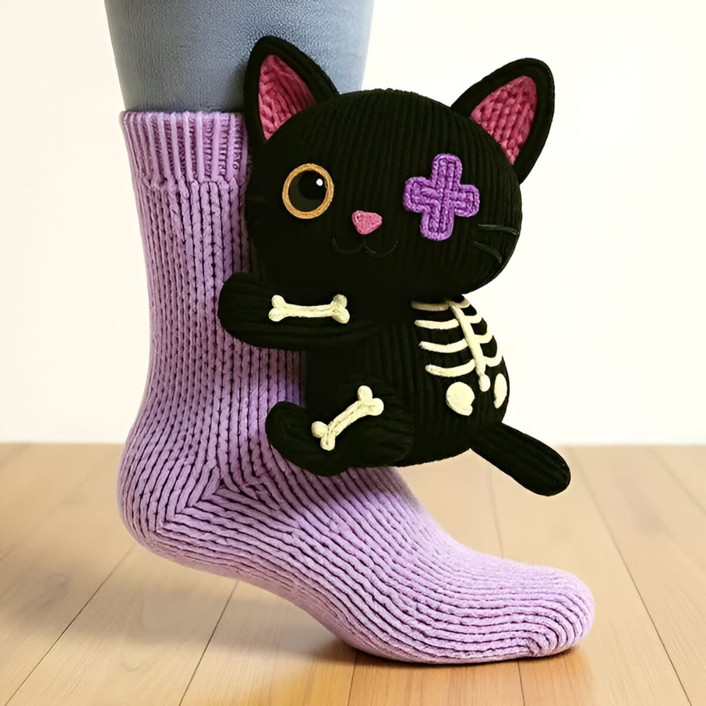 Warm Cozy Indoor Socks with 3D Detail | Plush Animal-Design