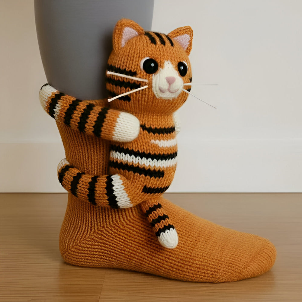 Warm Cozy Indoor Socks with 3D Detail | Plush Animal-Design
