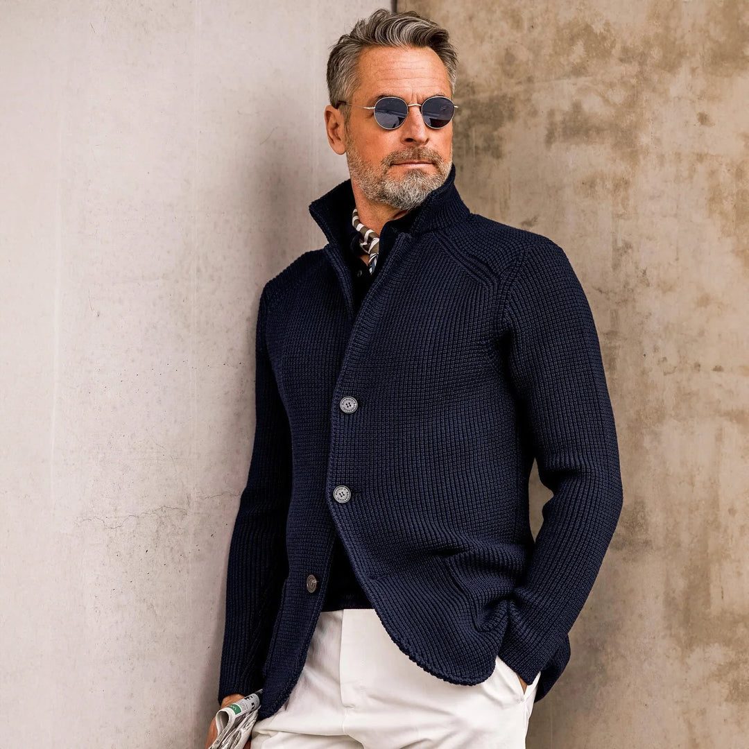 Men’s Knitted Button-Up Cardigan | Wool Blend