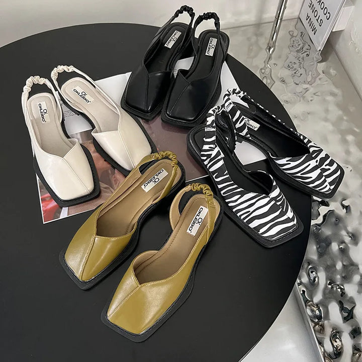 Vayla | Women’s Slingback Sandals with Square Toe - Unique Design