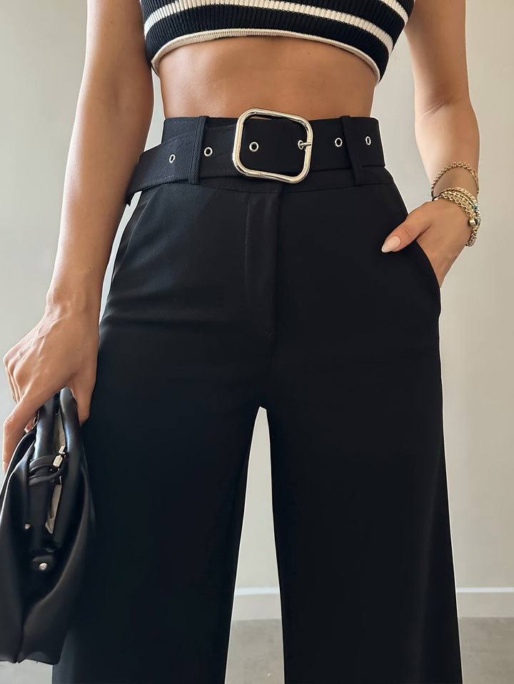 Irisa | High-Waisted Wide-Leg Trousers with Belt