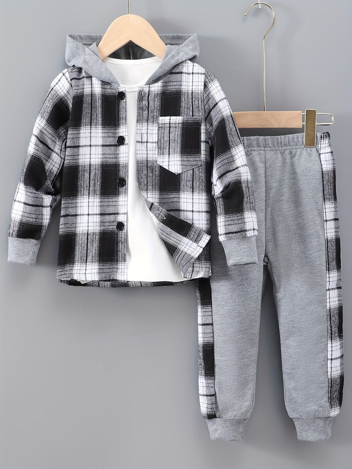 Boys 2-Piece Lounge Set | Checkered Hoodie & Sweatpants