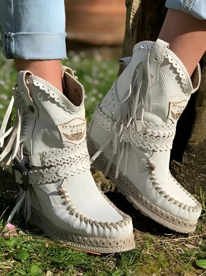 Womens Boho Western Fringe Boots