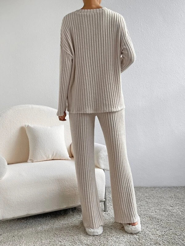 Women's Knitted Trousers and Jumper Set