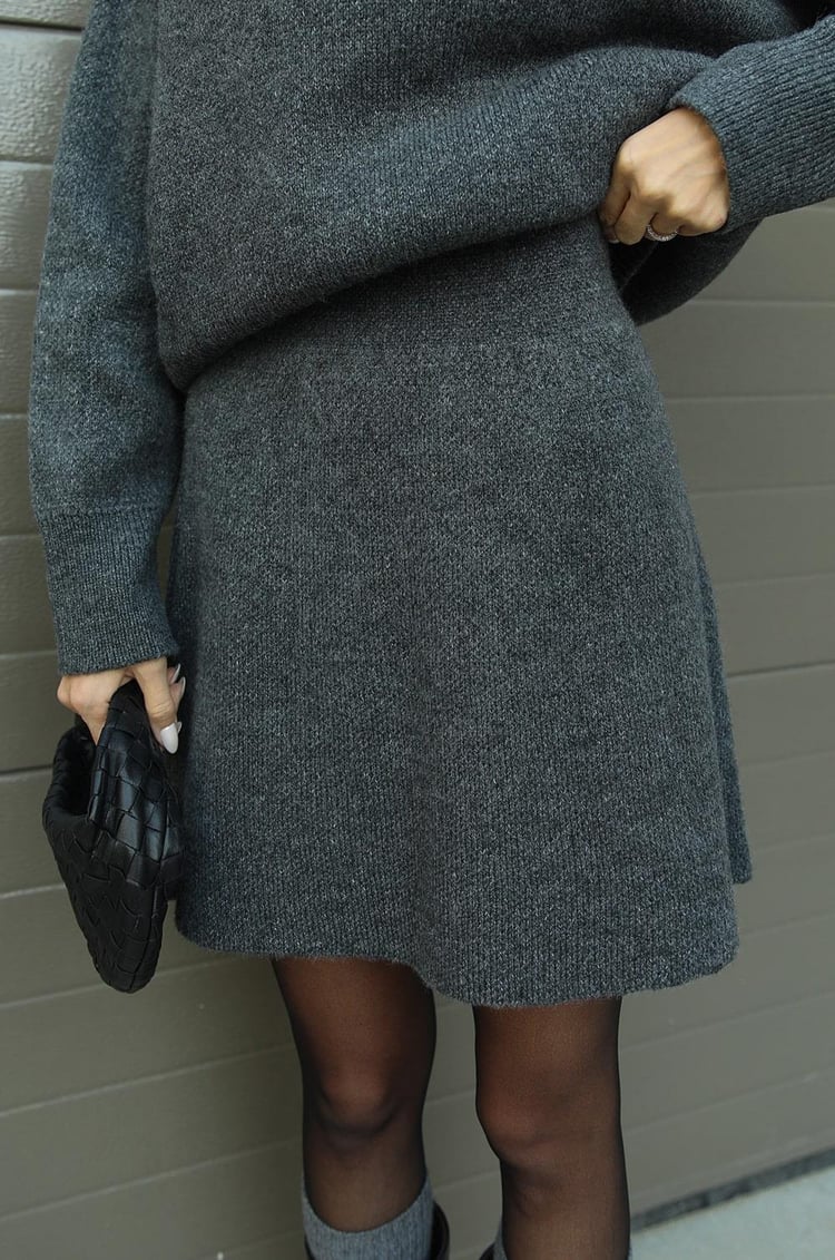Cozy Knit Two-Piece Set | Oversized Sweater & Knit Skirt for Women