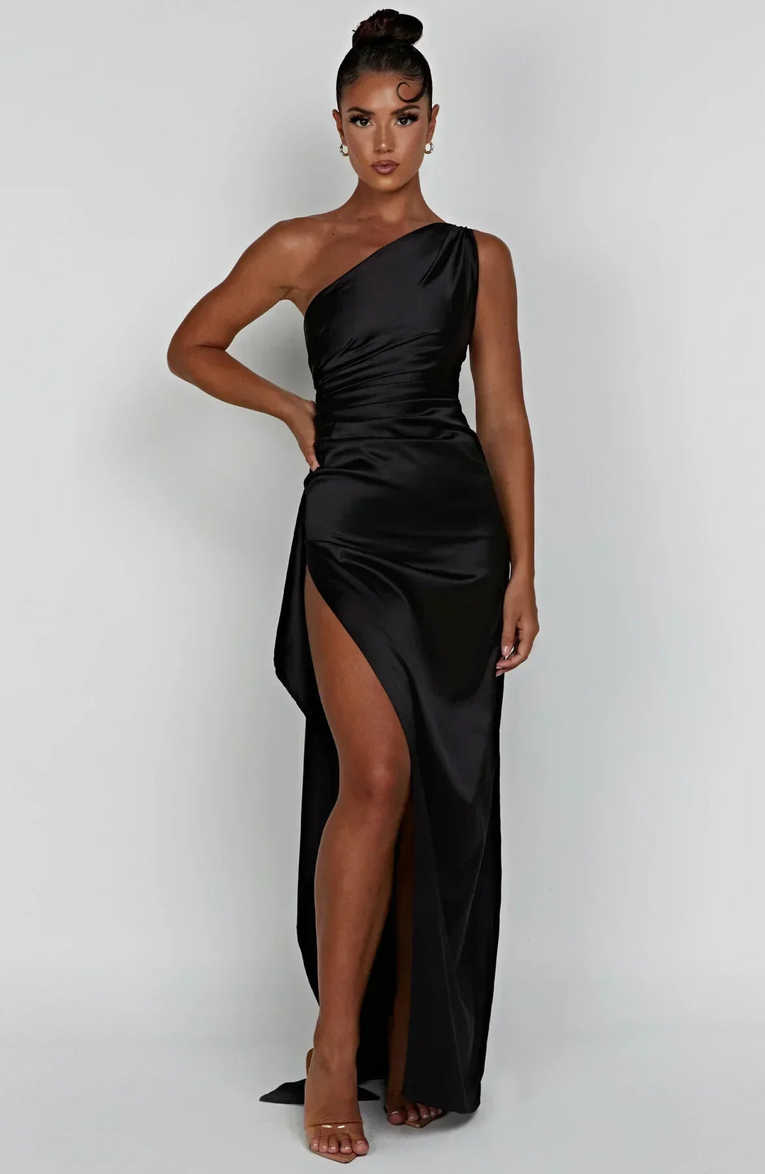 Women’s Satin Style One-Shoulder Evening Dress