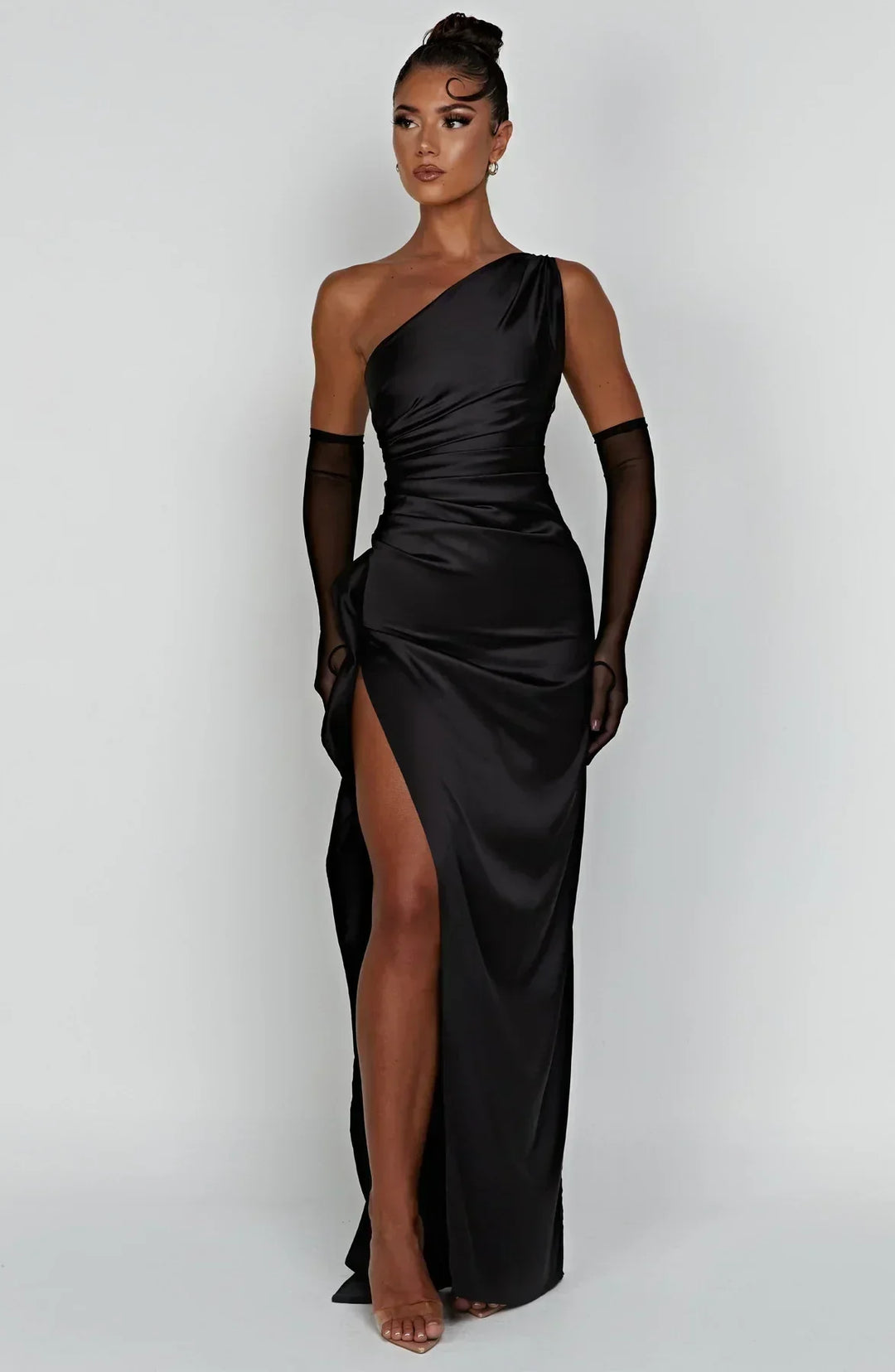 Women’s Satin Style One-Shoulder Evening Dress