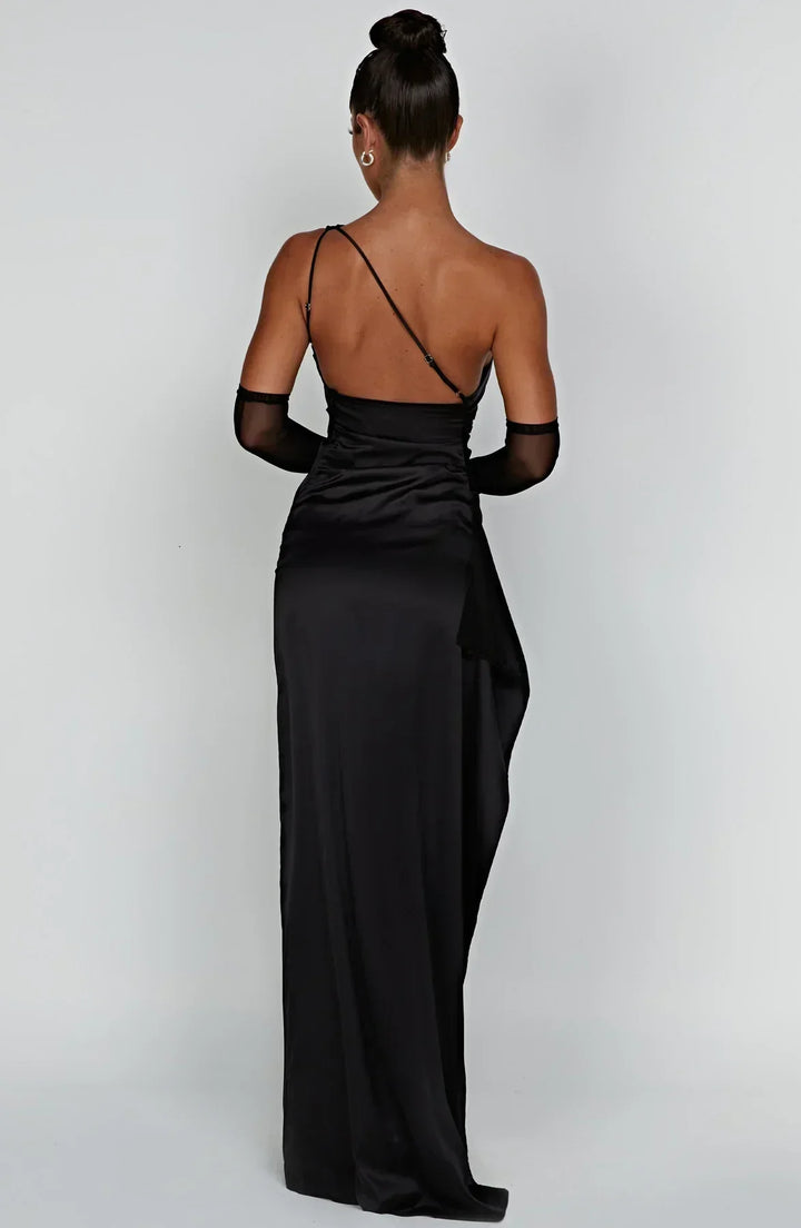 Women’s Satin Style One-Shoulder Evening Dress