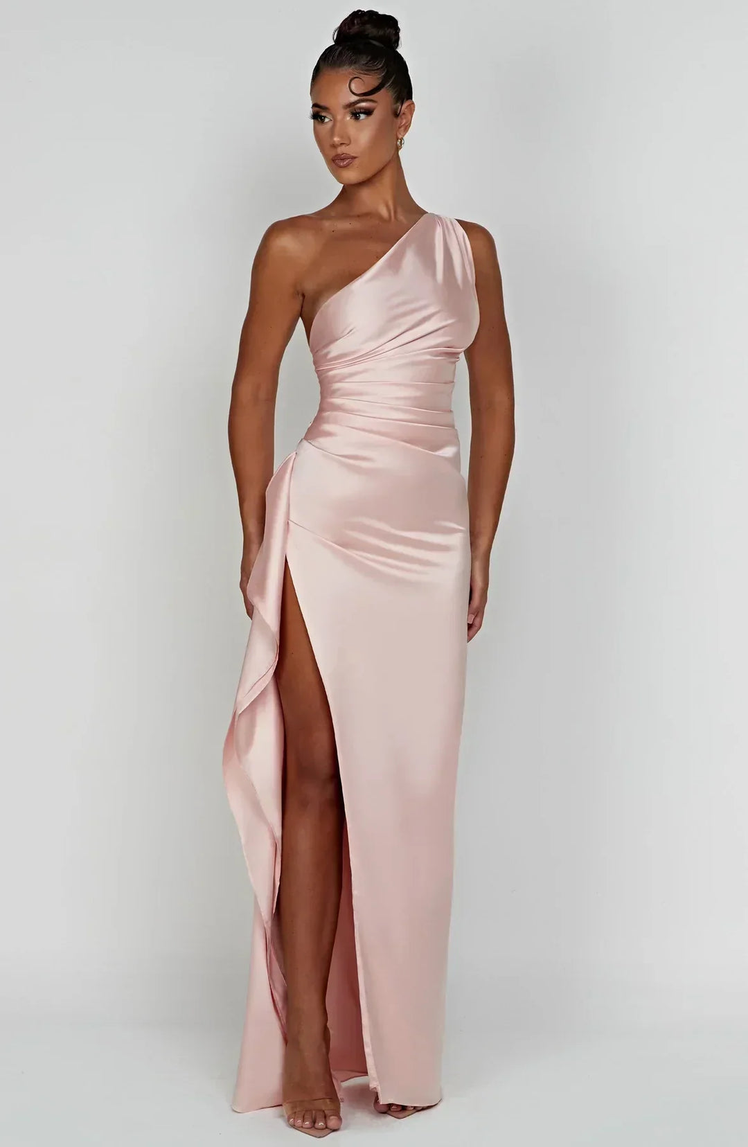 Women’s Satin Style One-Shoulder Evening Dress