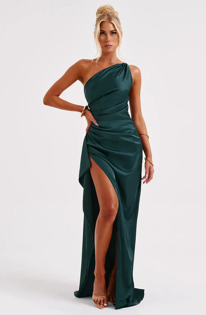 Women’s Satin Style One-Shoulder Evening Dress