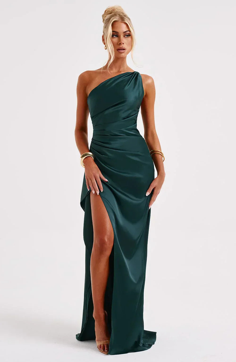 Women’s Satin Style One-Shoulder Evening Dress