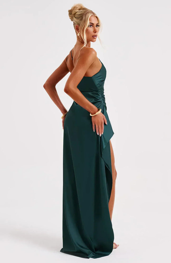 Women’s Satin Style One-Shoulder Evening Dress