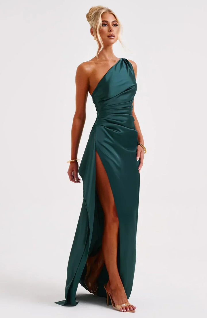 Women’s Satin Style One-Shoulder Evening Dress