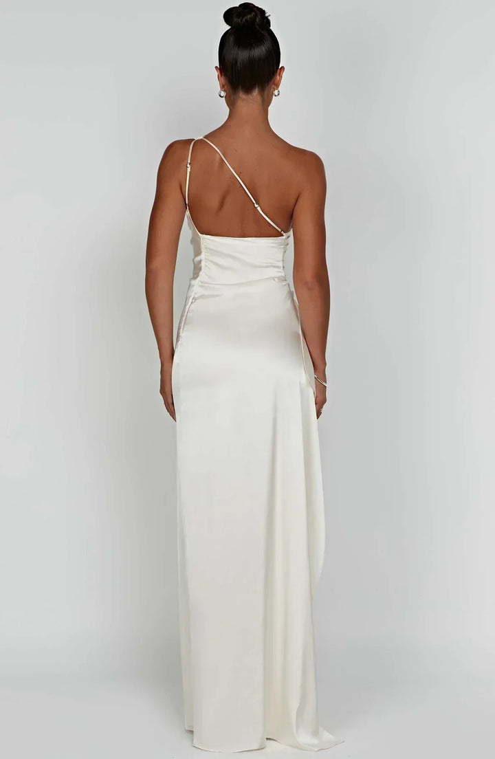 Women’s Satin Style One-Shoulder Evening Dress