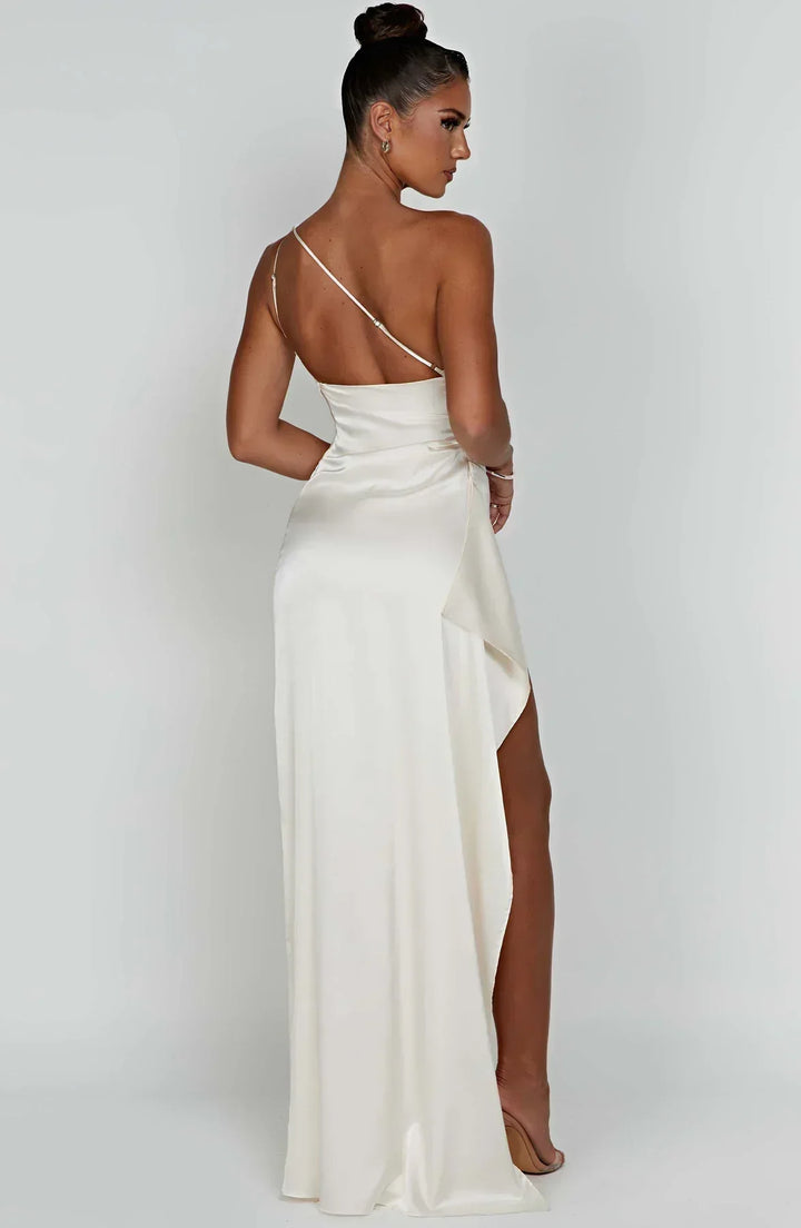 Women’s Satin Style One-Shoulder Evening Dress
