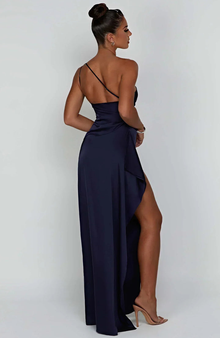 Women’s Satin Style One-Shoulder Evening Dress