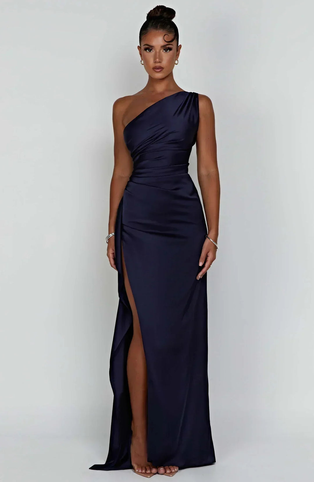Women’s Satin Style One-Shoulder Evening Dress